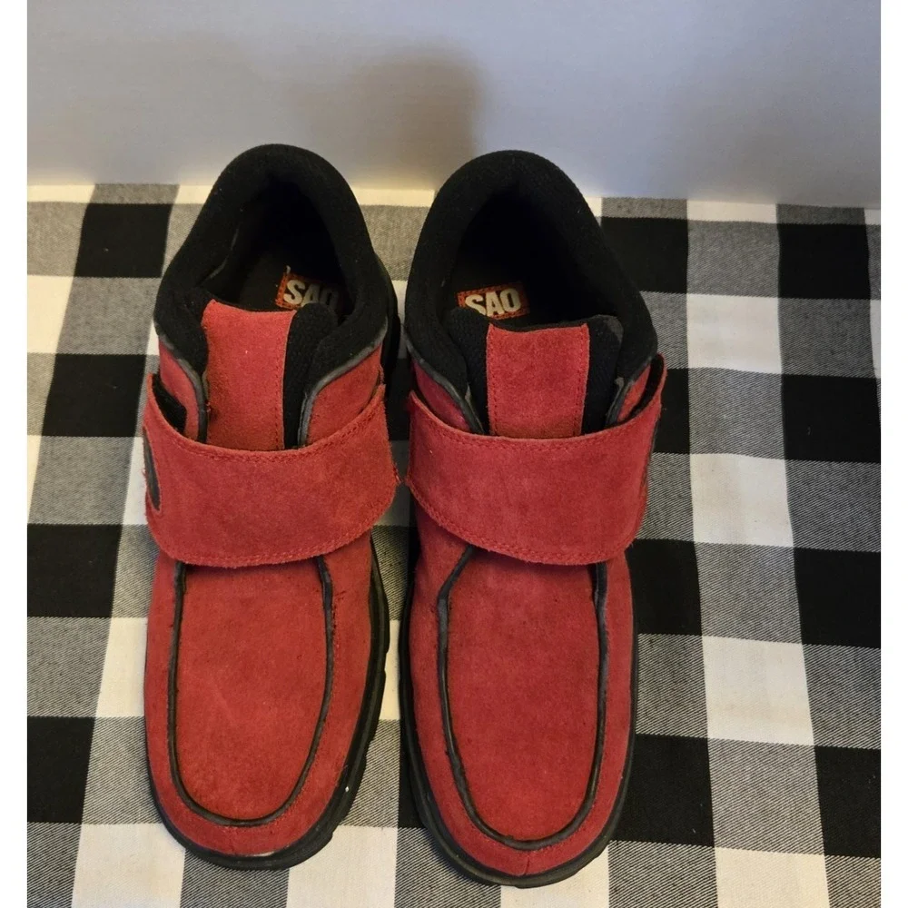 SAO by Stacy Adams Men's‎ Red Suede Dress Shoes Loafers Strap Fastener Size 14M